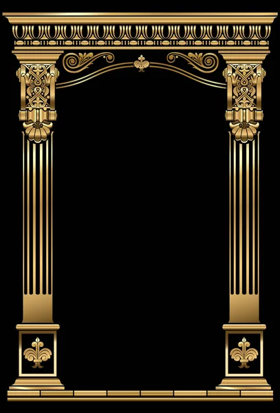 Classic antique gold vintage luxurious arch frame — 스톡 벡터