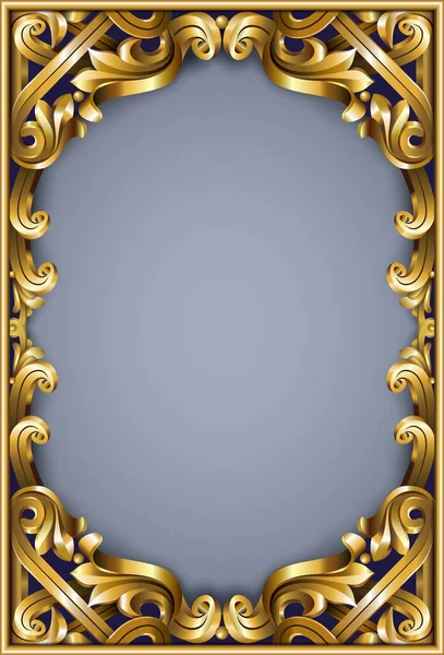Goud klassiek frame van de rococo barok — Stockvector