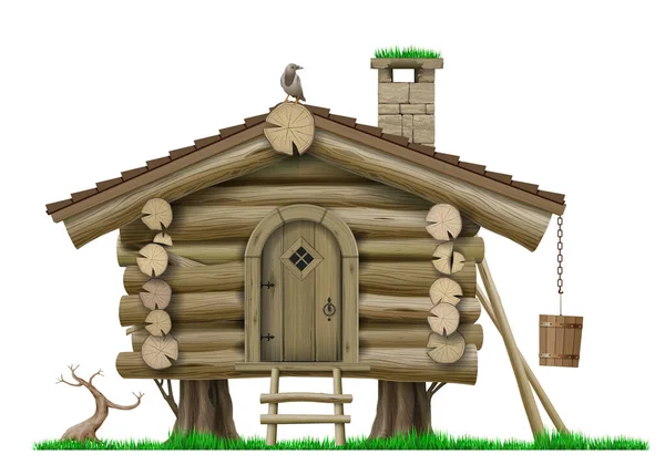 Fairytale wooden vintage forest stilt house vector — Stock Illustration Fairytale wooden vintage forest stilt house vector Royalty Free Stock Illustrations