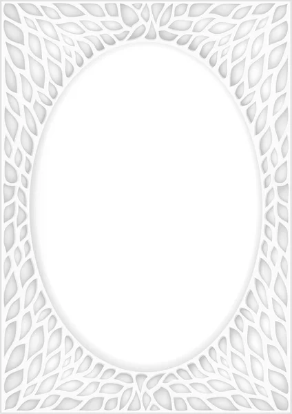 Marco vintage oval blanco con adornos florales — Vector de stock