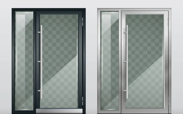 Set moderner Eingangstüren schwarz weiß — Stockvektor