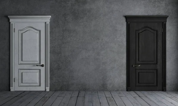 Πόρτα στο δωμάτιο μαύρο και άσπρο έννοια — Φωτογραφία Αρχείου