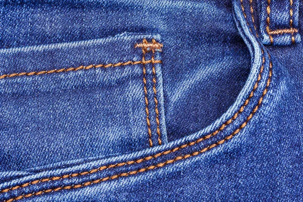 Detail Zářivé Modré Texturou Džín Texturou Džíny Spolu Hnědé Dvojí — Stock fotografie