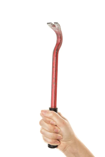Vintage Krallenhammer Einer Weiblichen Hand Isoliert Auf Weißem Hintergrund — Stockfoto
