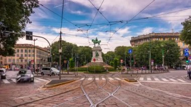 Milan şehir yaz gün Rating largo cairoli kare panorama 4 k zaman sukut İtalya