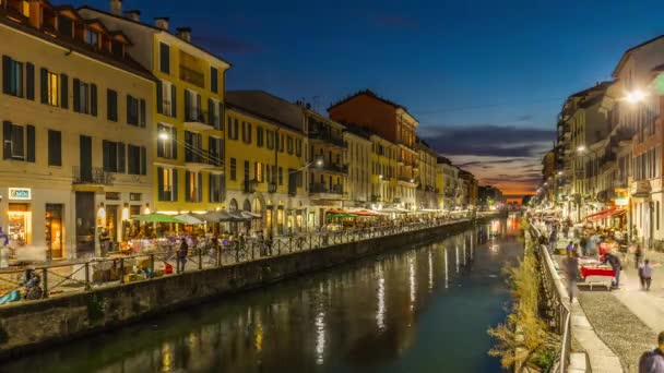 Milan canal panorama — Stockvideo