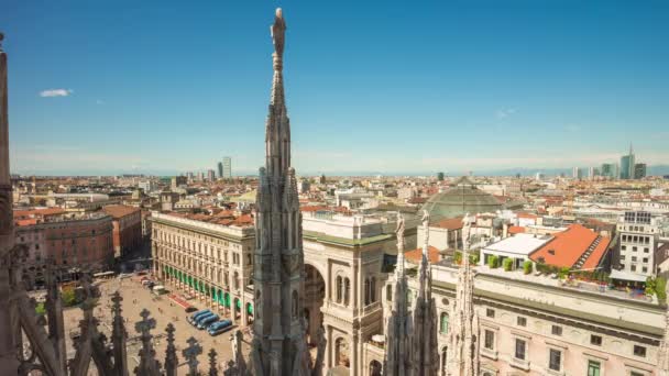 Day milan famous duomo cathedral rooftop view point panorama 4k time lapse italy — ストック動画