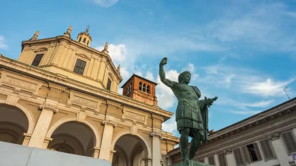 일몰 밀라노 산 로렌조 constantino 기념물 파노라마 4 k 시간 경과 이탈리아 — 비디오
