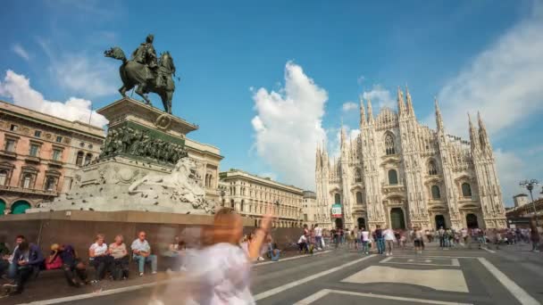 milan sunny day duomo cathedral square panorama 4k time lapse italy
