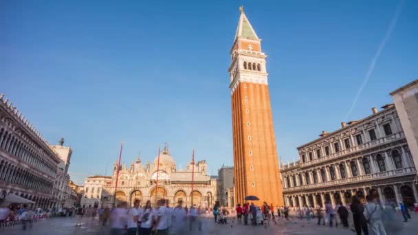 夕日人気ヴェネツィア聖マルコの広場パノラマ 4 k 時間経過イタリア — ストック動画