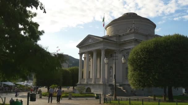 Été jour como lac volta temple musée marche jardin panorama 4k italie — Video