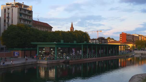 Panorama do canal Darsena 4k — Vídeo de Stock