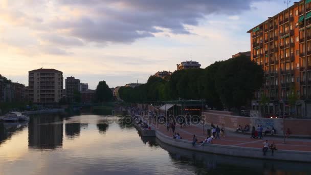 Darsena canal panorama 4k — Vídeos de Stock