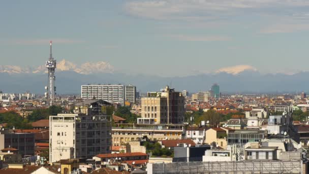 Милан городской пейзаж центра города панорама 4k — стоковое видео