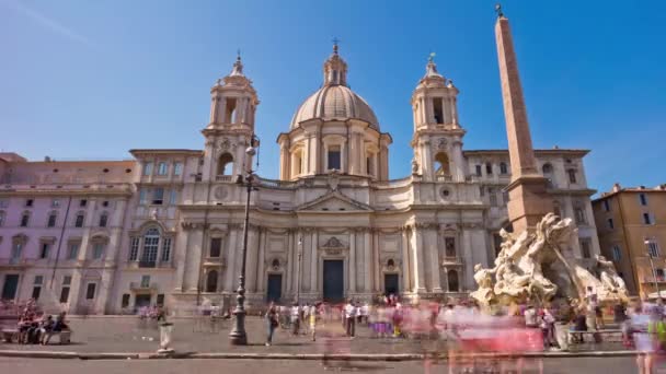 Piazza navona fountain panorama — 비디오