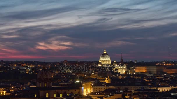 Nacht Rome verkeer — Stockvideo