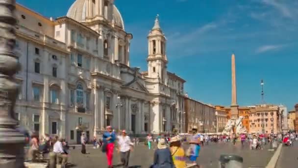 Italia verano día roma piazza navona moro fuente panorama 4k hyper time lapse — Vídeos de Stock