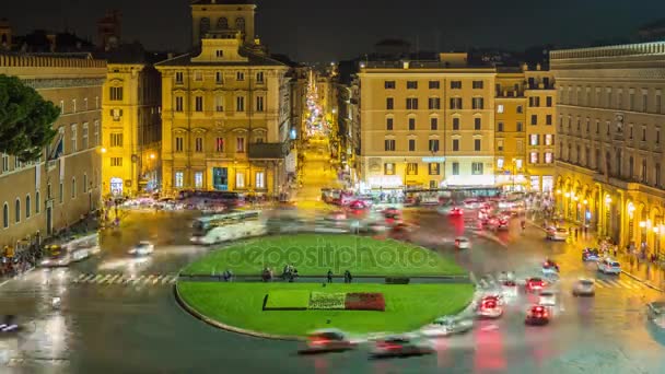 Night Rome traffic — Stock Video