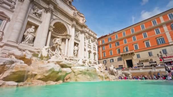 Slavný trevi fountain panorama — Stock video