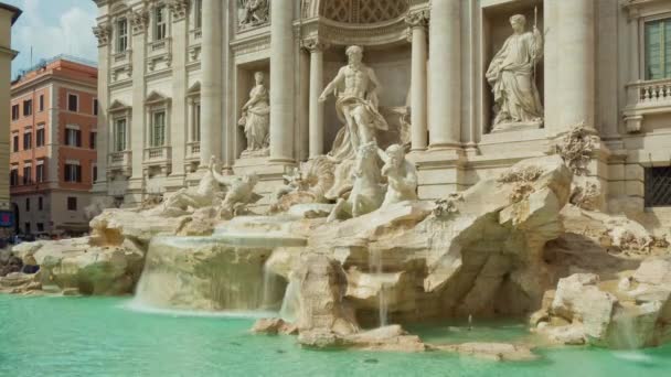 Italië zonnige dag rome beroemde trevi-fontein gebouw van front panorama 4k time-lapse — Stockvideo