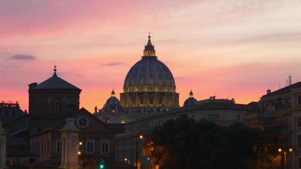 St Peter's Basilica Vatikanen Skyline — Stockvideo
