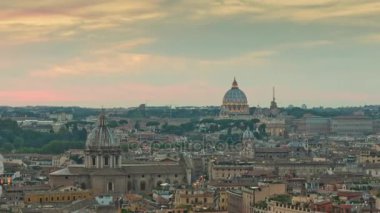 İtalya altare della patria çatı görüntülemek nokta Vatikan Bazilikası cityscape panorama 4k zaman atlamalı