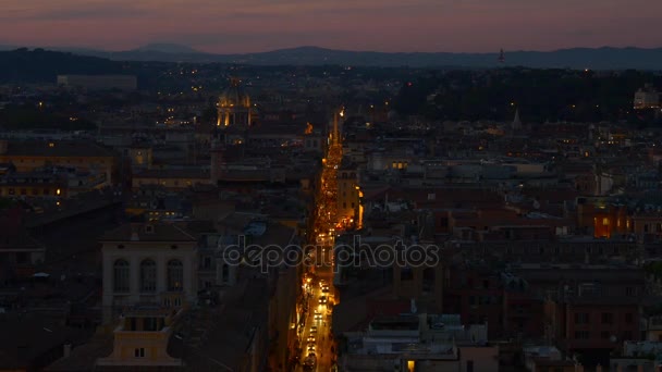 Nacht Rome verkeer — Stockvideo