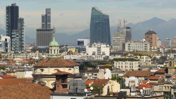 Milan panoráma střecha pohled shora — Stock video