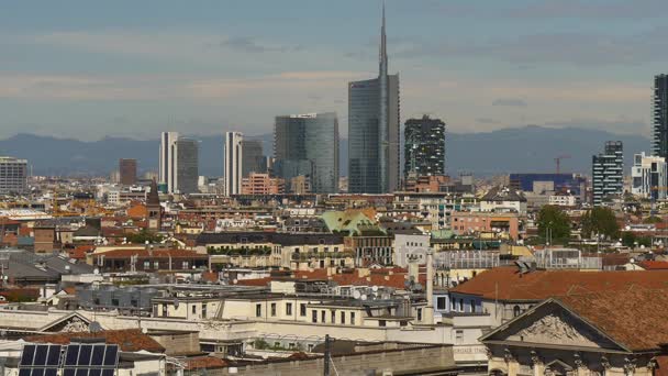 Milan panoráma střecha pohled shora — Stock video
