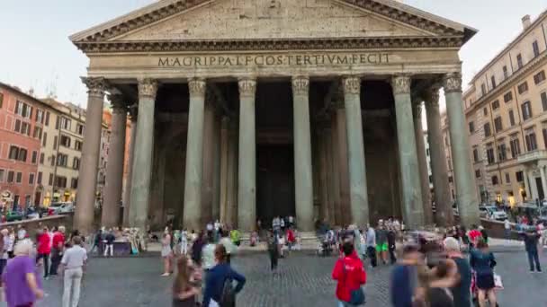 Itália wilight roma cidade famoso panteão frente lotado panorama 4k lapso de tempo — Vídeo de Stock