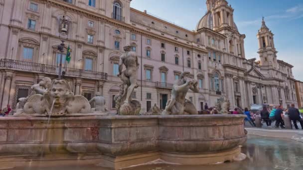 Híres piazza navona szökőkút panoráma — Stock videók