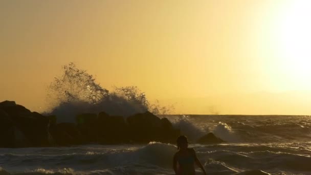 Słynnej Venice beach o zachodzie słońca — Wideo stockowe