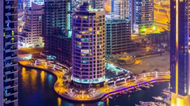gece ışık dubai marina Panoraması