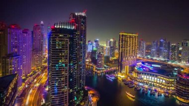 gece ışık dubai marina Panoraması