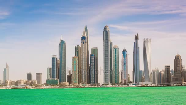Дубай пристань города Палм-Бей панорама — стоковое видео