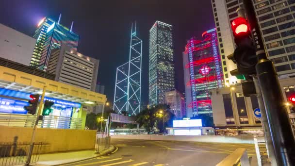 Noche Hong Kong panorama del tráfico — Vídeos de Stock