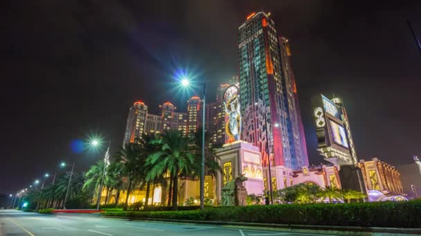 Macao taipa isla tráfico nocturno — Vídeos de Stock