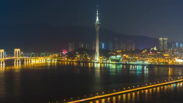 Macau ilha taipa tráfego noturno — Vídeo de Stock