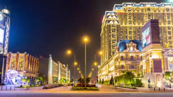 Traffico notturno dell'isola di Macao taipa — Video Stock