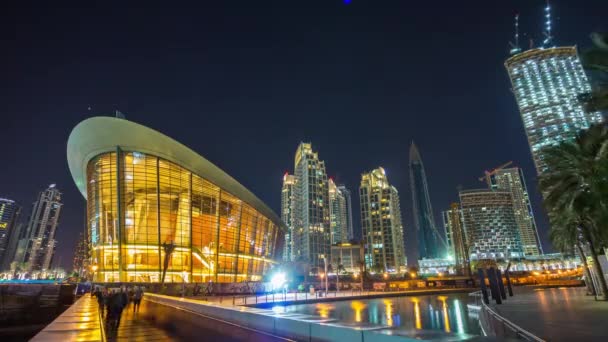 Dubai marina night panorama — Stock Video