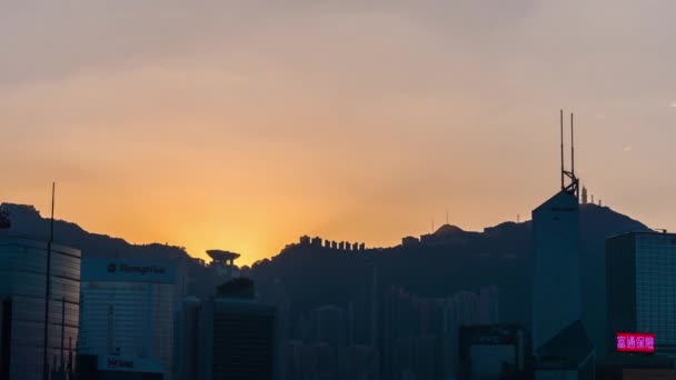 Natt Hong Kong stadsbild panorama — Stockvideo