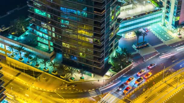 Luz da noite dubai marina panorama — Vídeo de Stock