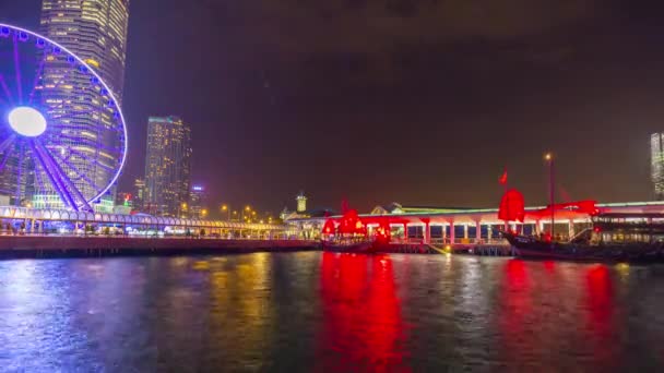 Hong kong hjulet bay panorama — Stockvideo