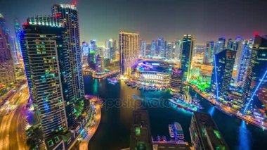 gece ışık dubai marina Panoraması