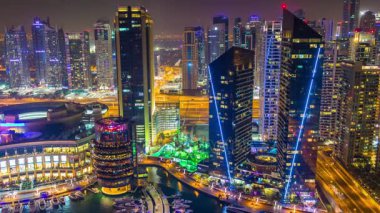 gece ışık dubai marina Panoraması