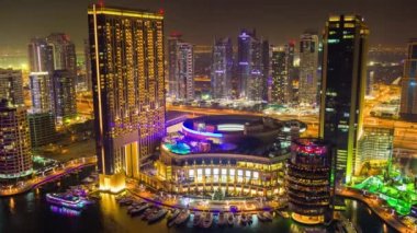 gece ışık dubai marina Panoraması