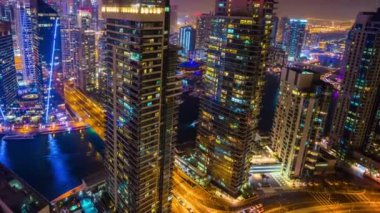 gece ışık dubai marina Panoraması