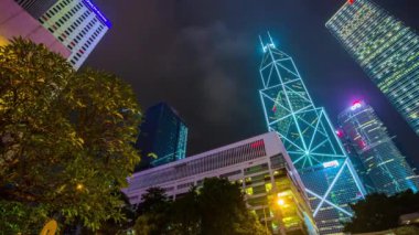 Gece Hong Kong cityscape panorama