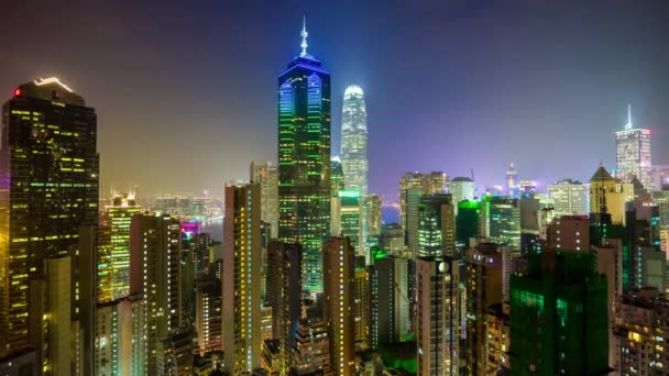 Panoramę gród Hong Kong nocą — Wideo stockowe