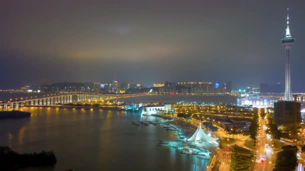 Macau ilha taipa tráfego noturno — Vídeo de Stock